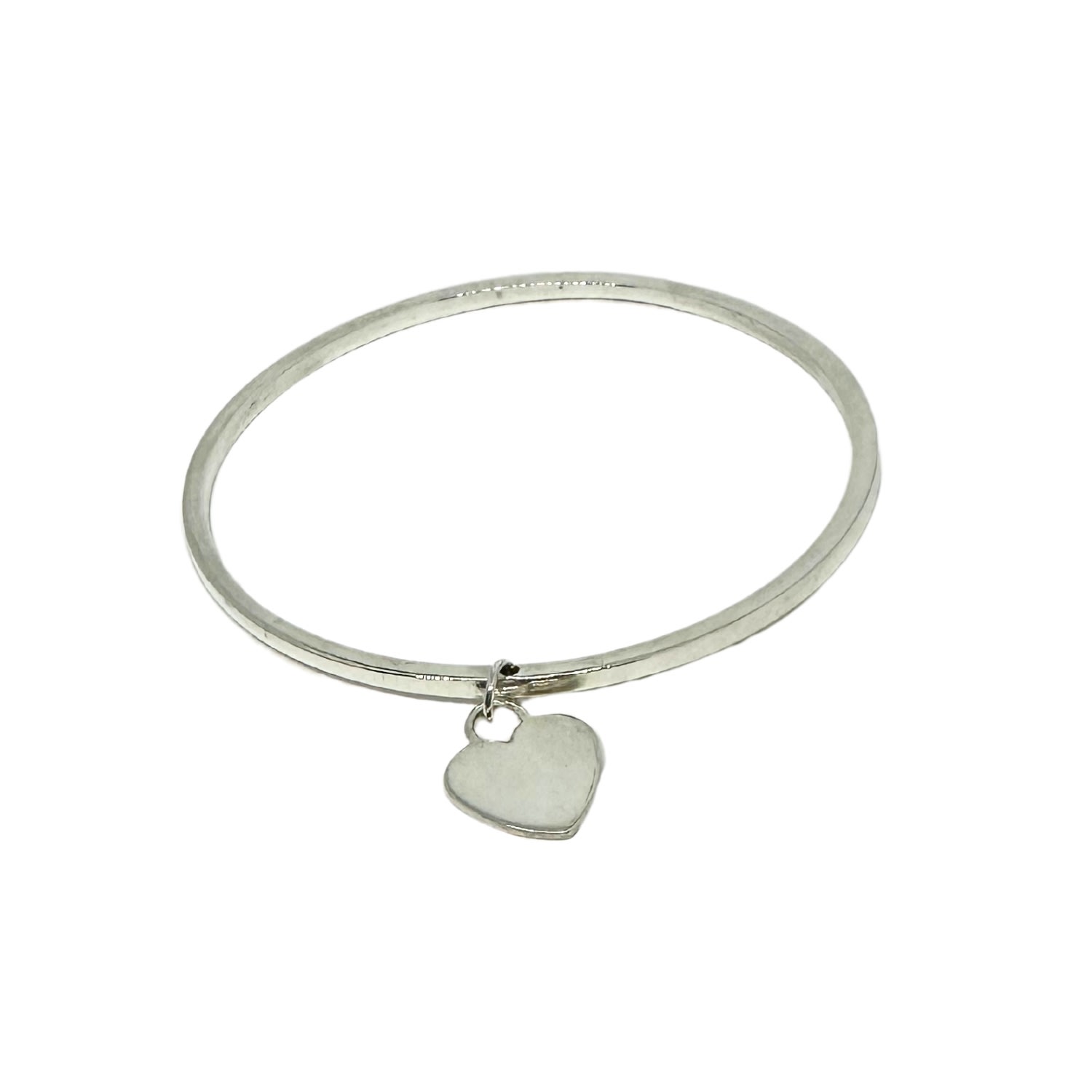 Tg-jewellery By Tamara Gervasio Women's Rigid Bangle With Heart Charm Sterling Silver