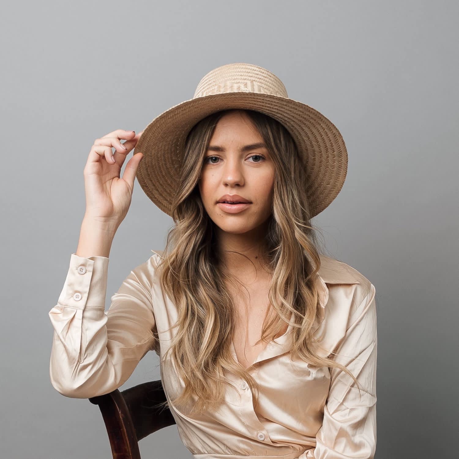 Azure Blue Short Brim Straw Hat