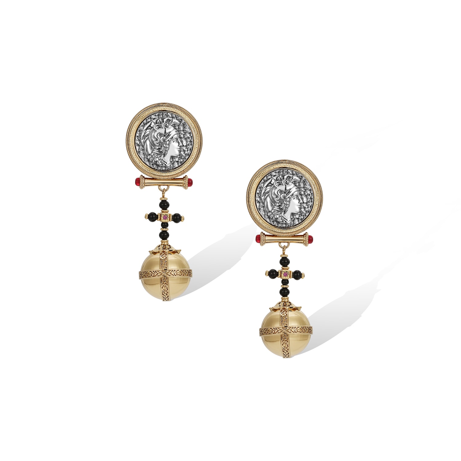 Women’s Black / Gold Globus Cruciger Earrings Retro Chic