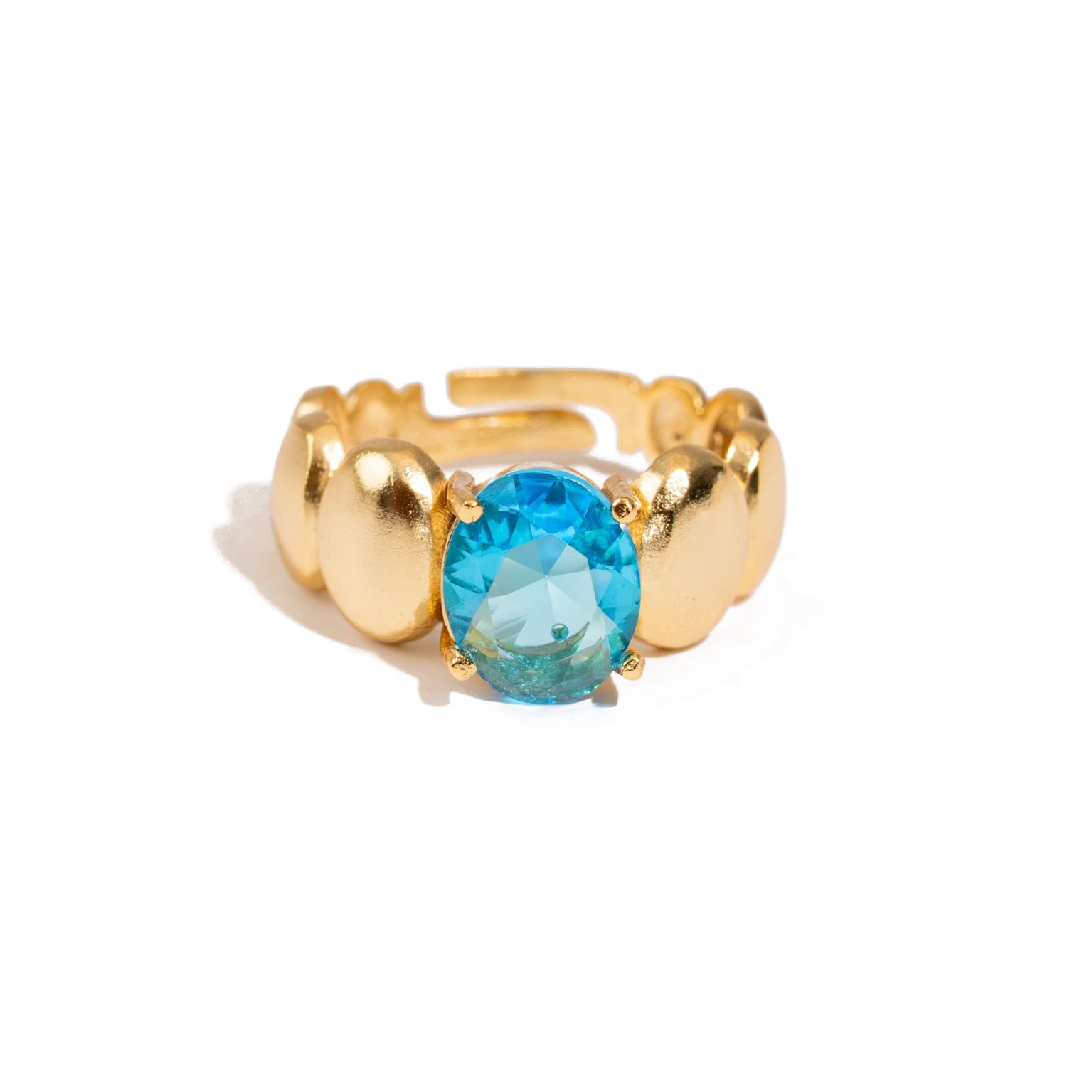 Ebru Jewelry Women's Gold / Blue Ocean Glow Blue Topaz Gold Adjustable Ring - Blue In Gold