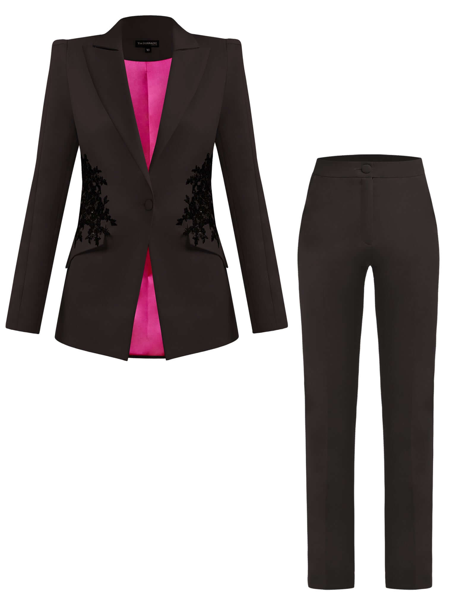 Tia Dorraine Fantasy Tailored Suit With Embroidery - Black