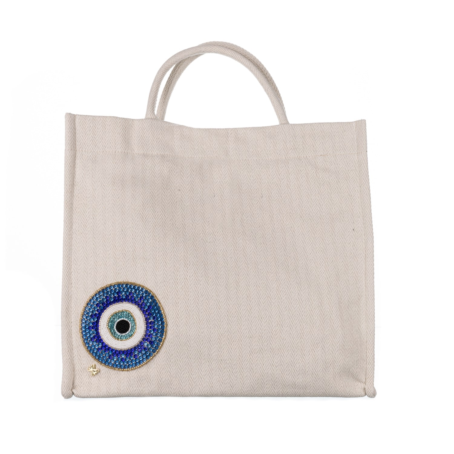 Women’s White Laines Couture Hand Embellished Evil Eye Large Tote Bag - Cream One Size Laines London