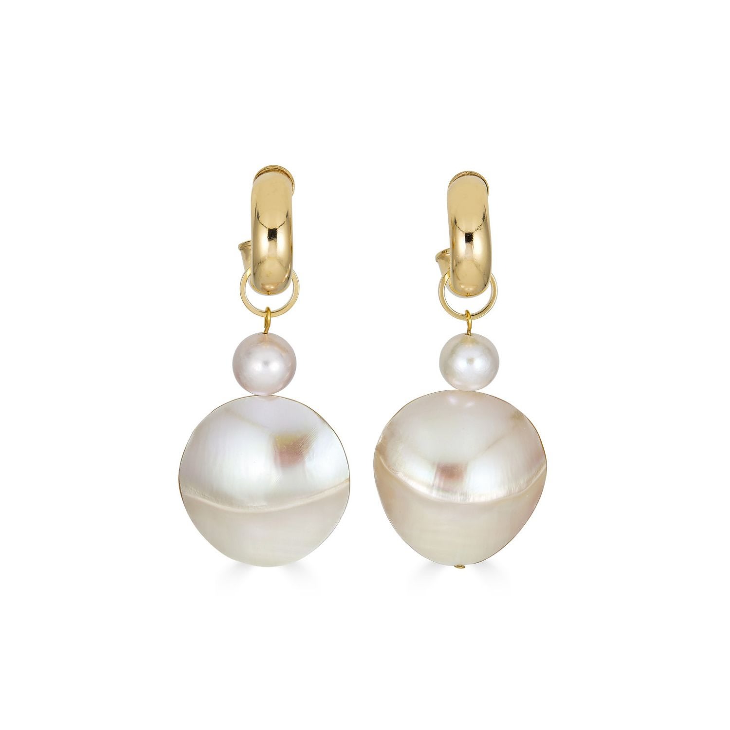 Women’s Gold / White Maddie Freshwater Pearl And Shell Earrings Rodela