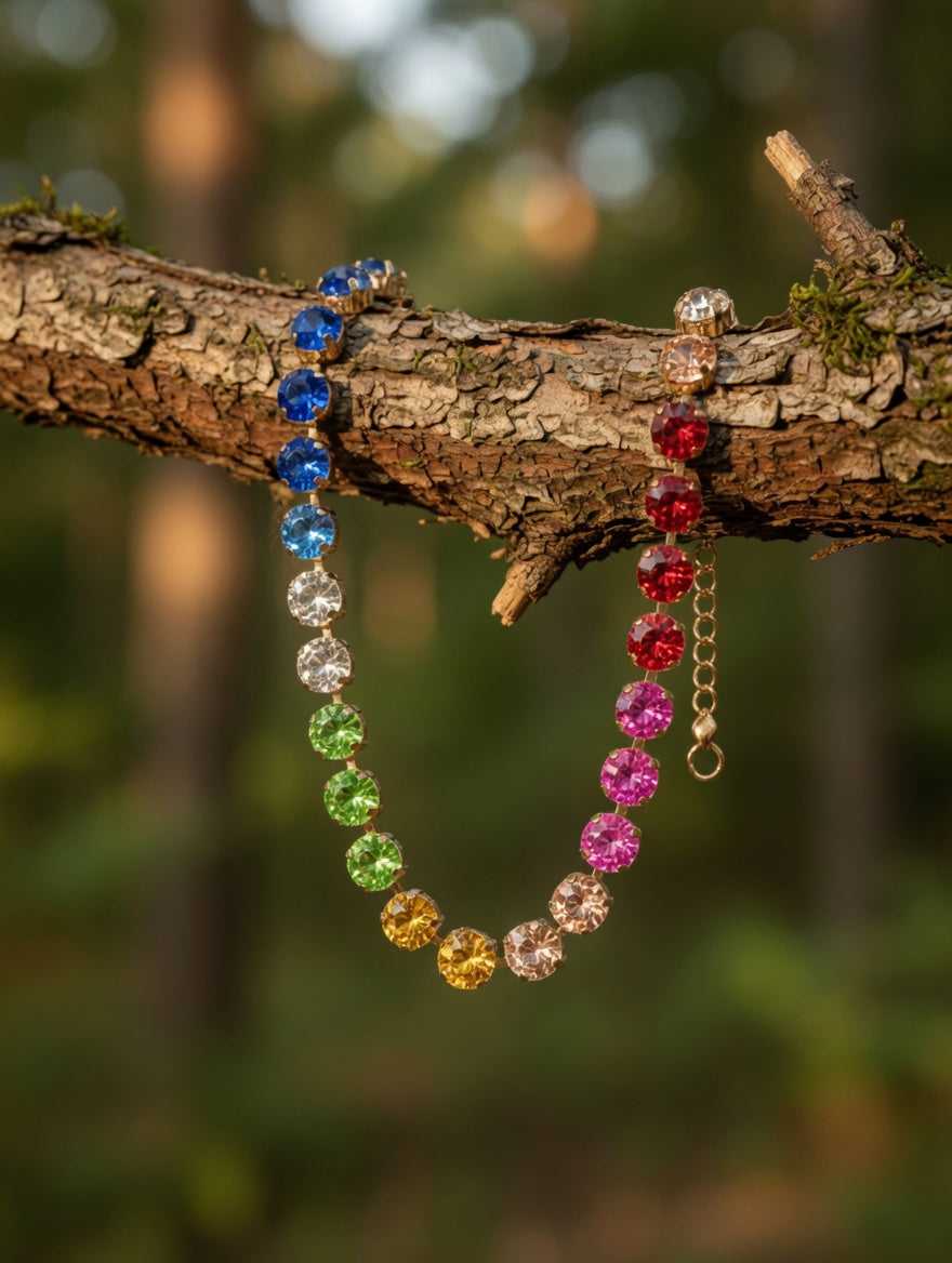 Chunky Rainbow Crystal Choker Necklace | PERSIA DONÀ JEWELRY