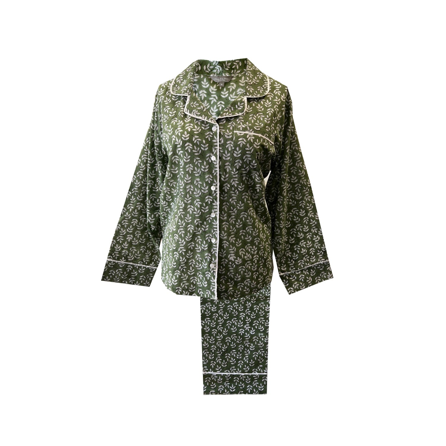 Lime Tree Design Women's Green Falling Leaf Pyjamas