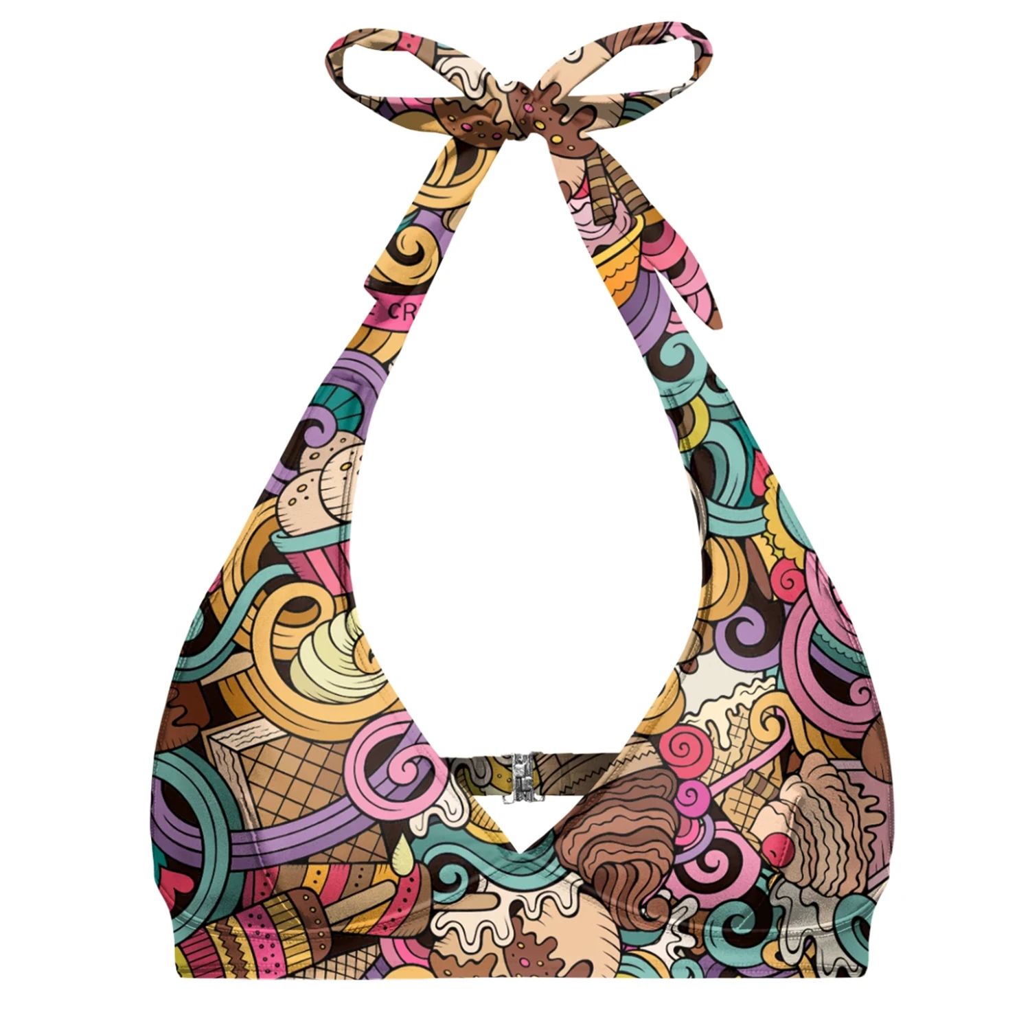 Aloha From Deer Women's Ice Cream Love Halter Neck Bikini Top In White