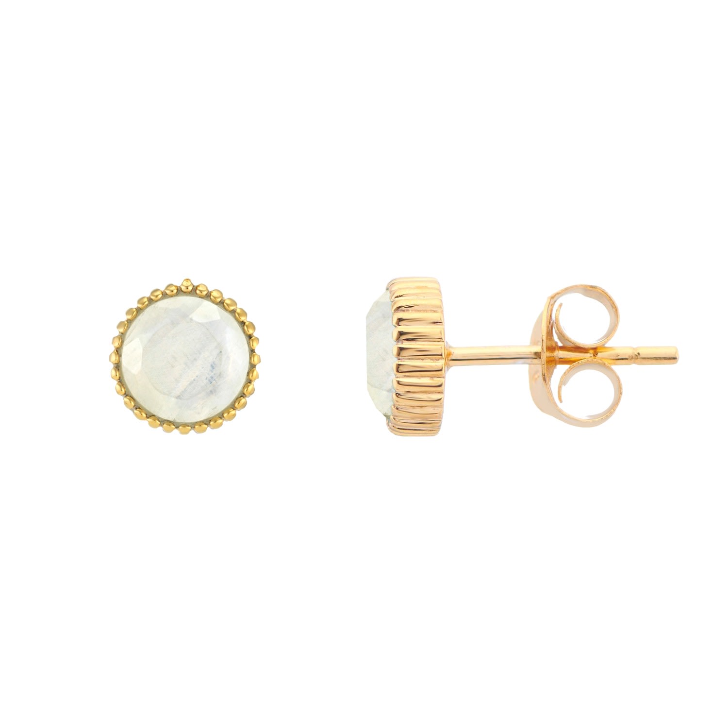 Women’s White / Gold / Neutrals Barcelona June Birthstone Stud Earrings - Moonstone Auree Jewellery