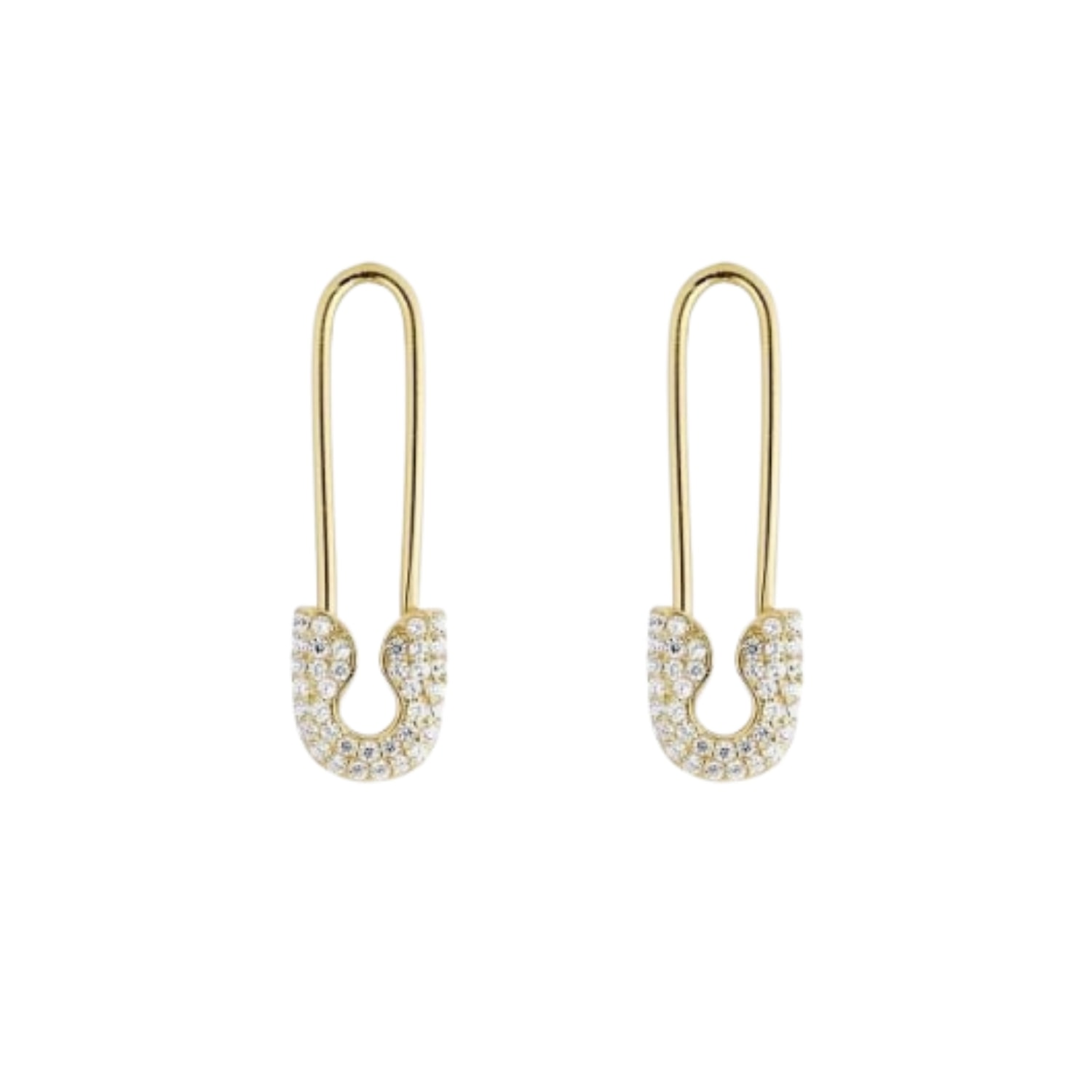 Women’s Pave Safety Pin Earring Jewelled Sterling Silver - Gold Spero London