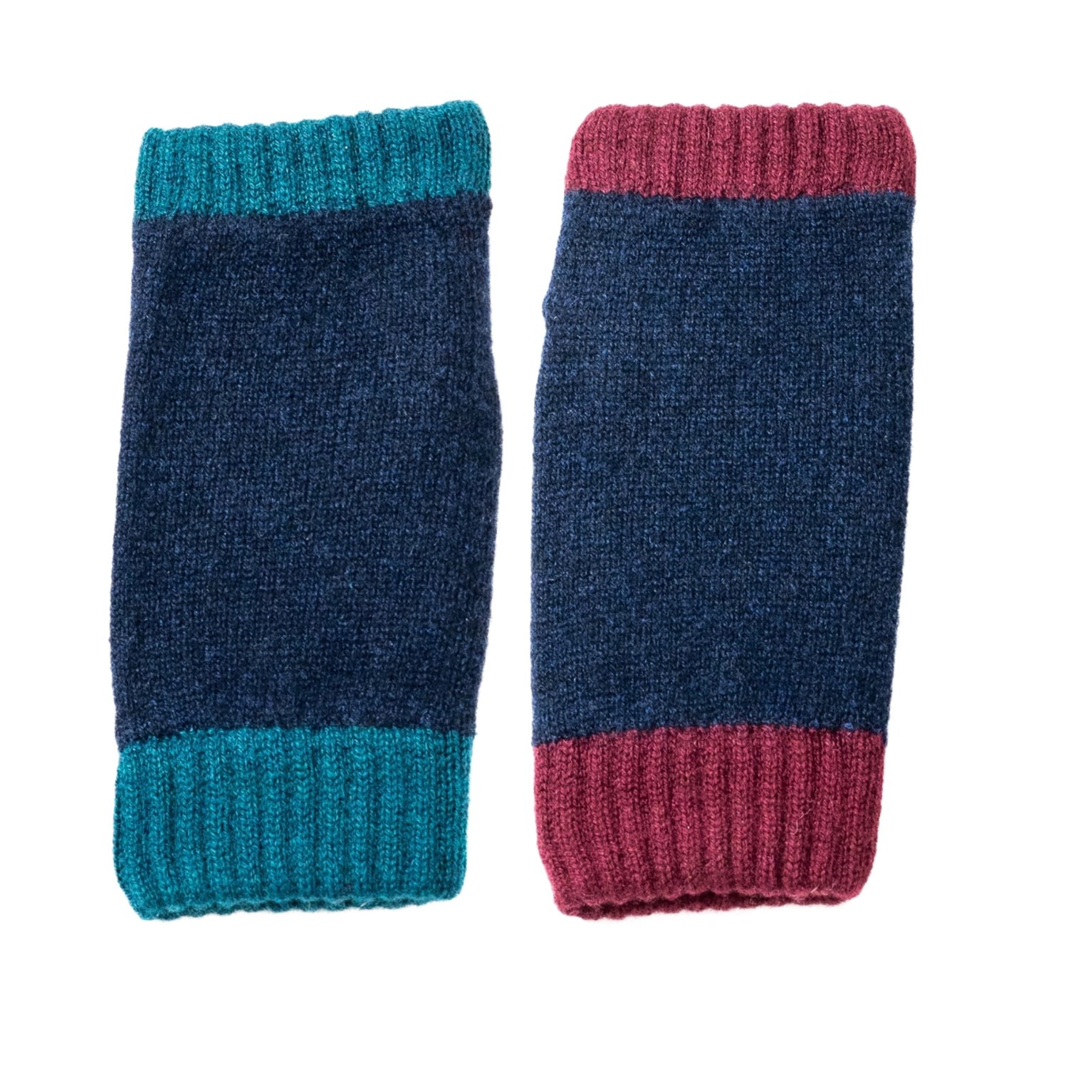Women's Green / Blue / Red Effie Fig - Wrist Warmers - Burgundy/Green/Navy - Cashmere | One Size | Màiri M Macleod