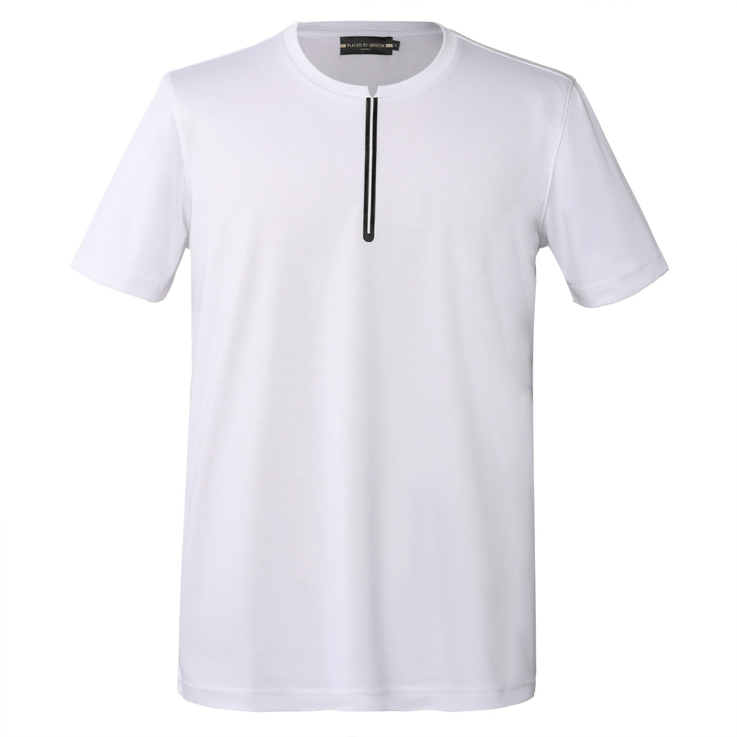 Smart And Joy Men's Thin Trim On Collar T-shirt- White In White