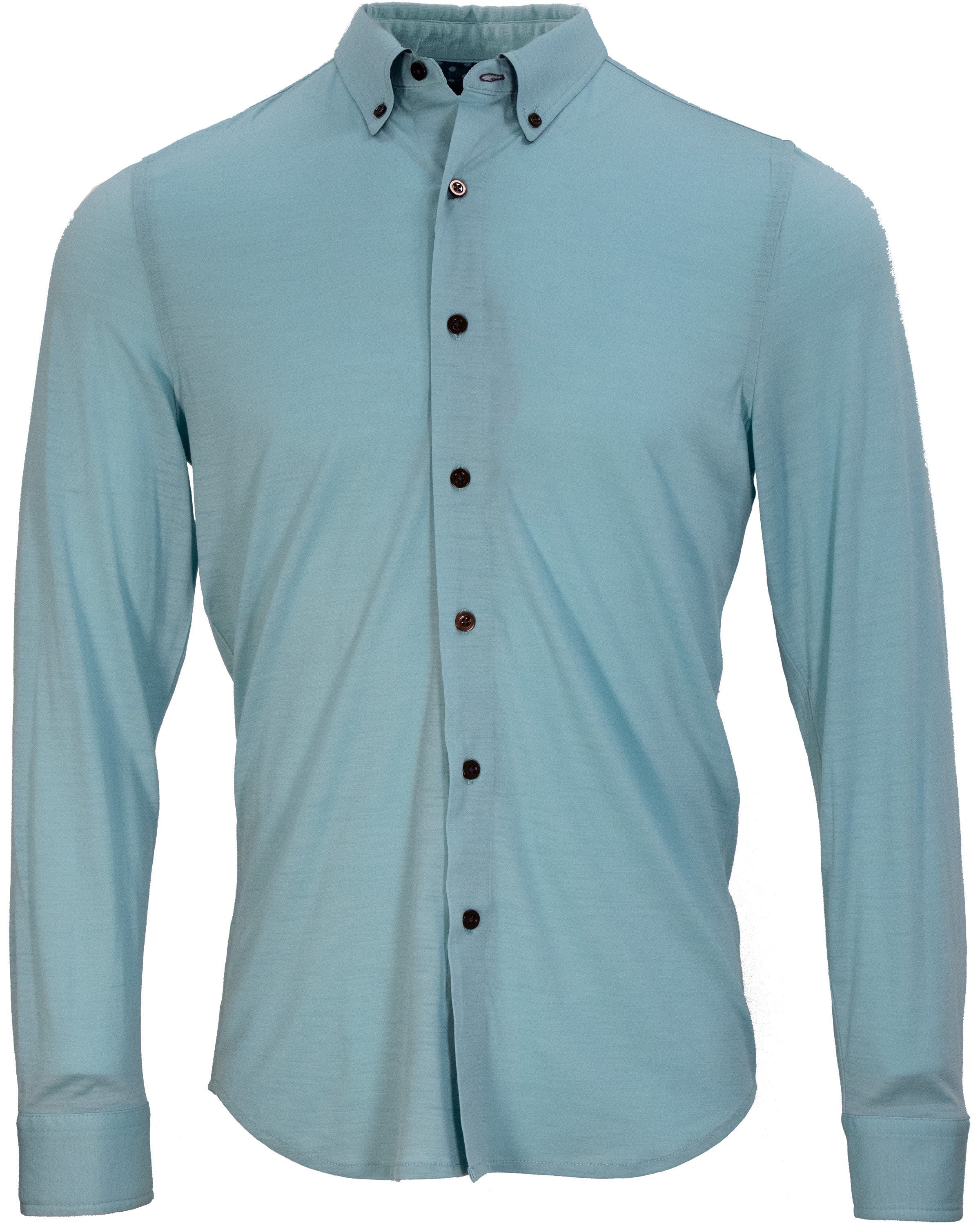 Lords Of Harlech Men's Green / Blue Shawn Merino Shirt In Nile In Green/blue