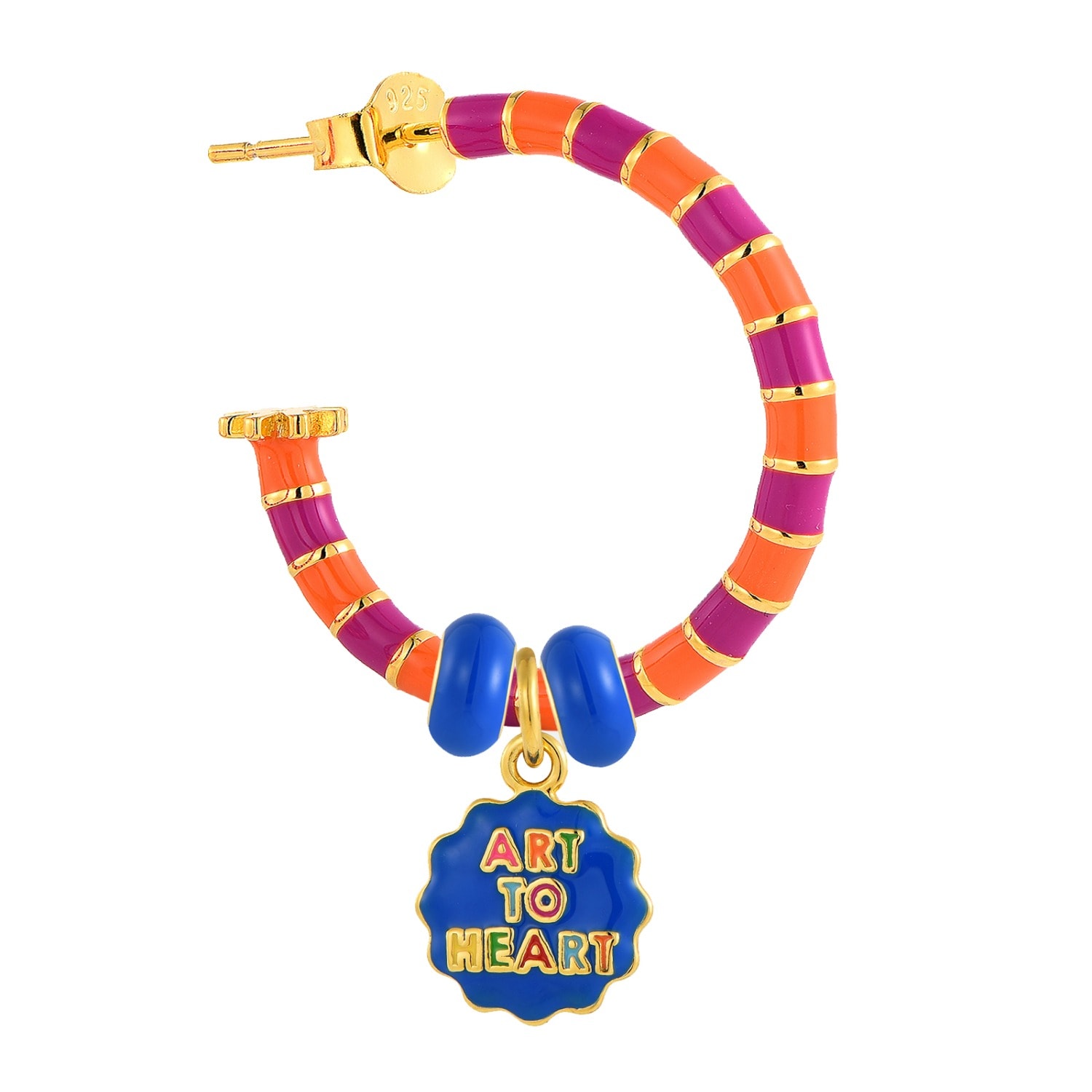 Pinnole Women's Orange / Purple / Blue Gold Art To Heart Earring Mix In Multi