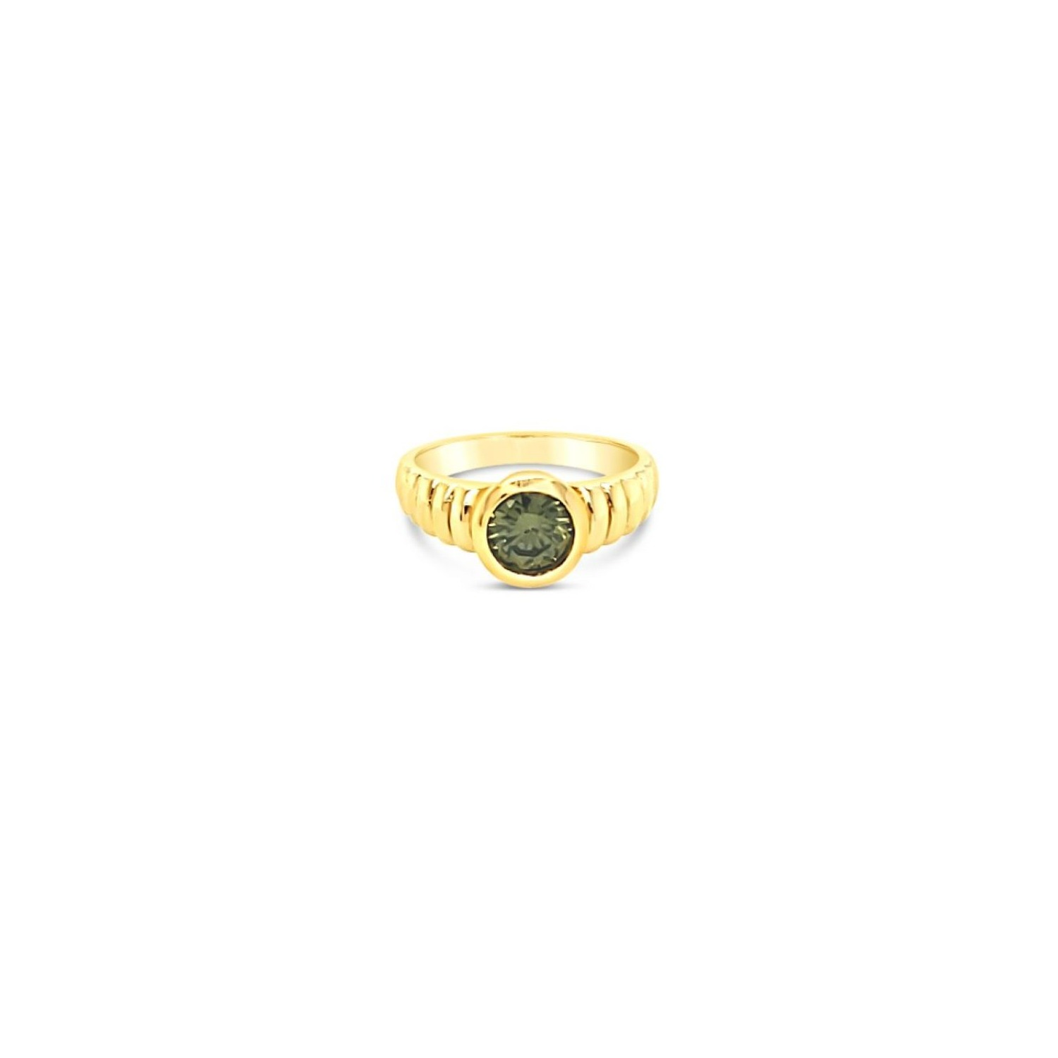 Lutiro Women's Round Stone Ring Peridot - Gold In Gold