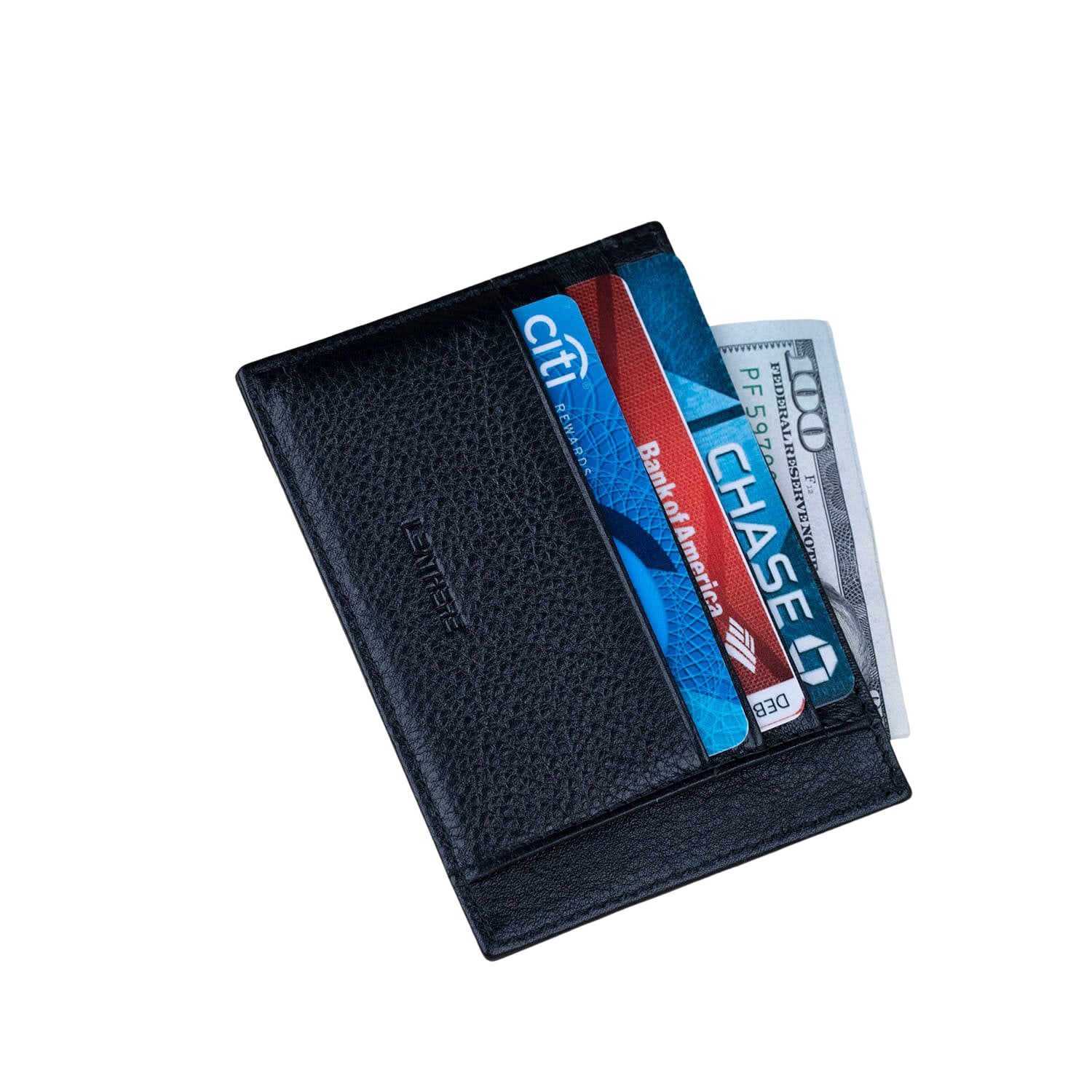 Leathere Women's Slim Leather Cardholder Wallet - Black - Joliet