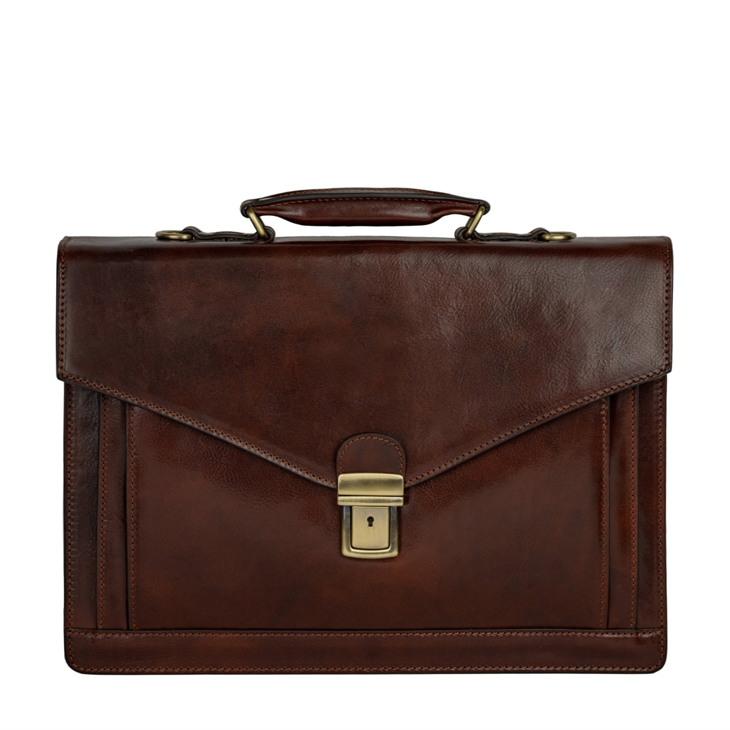 Time Resistance Men's Classic Design Leather Briefcase In Brown - The Magus In Brown