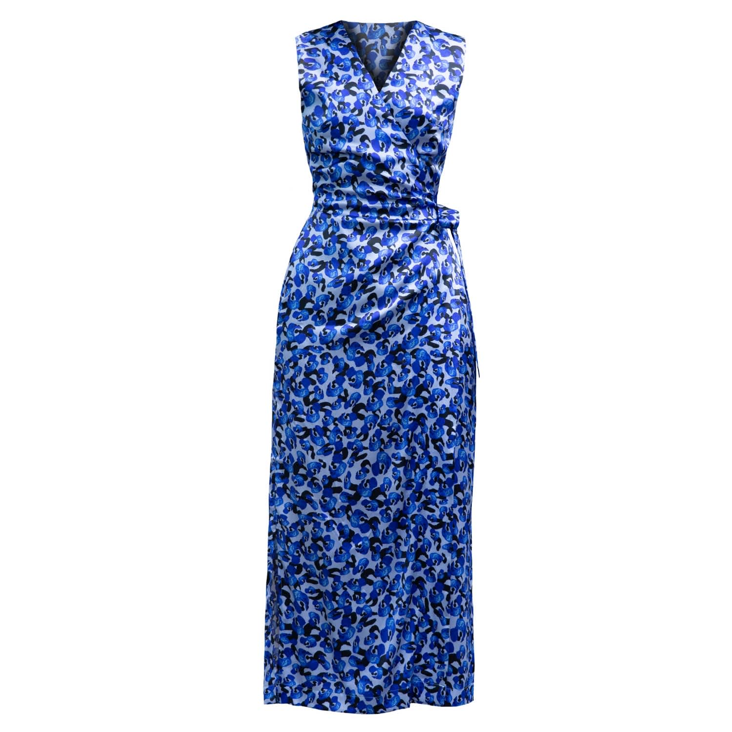 blue leopard wrap dress