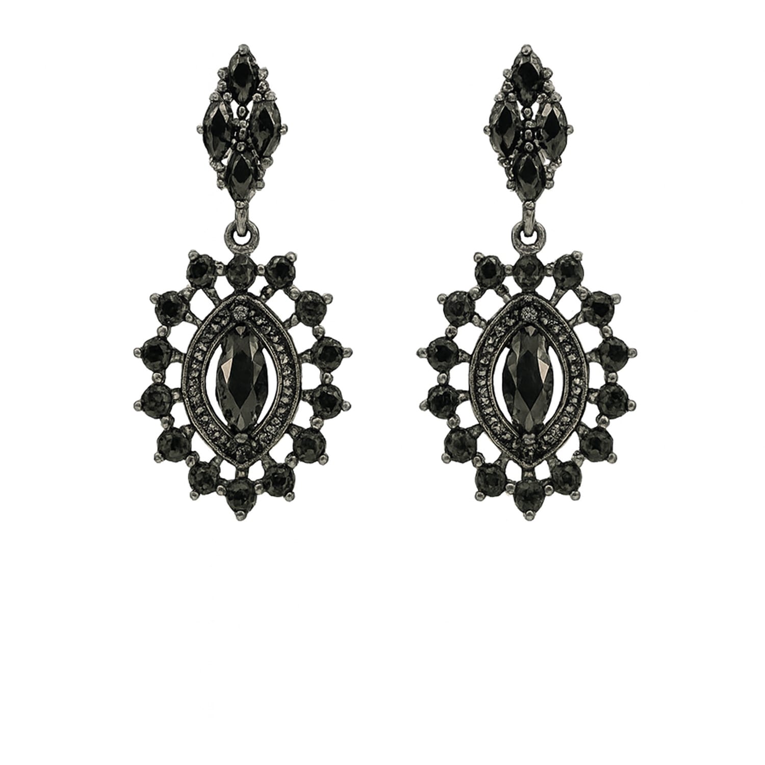 The Gala Women's Black Midnight Marquise Halo Earrings In Black