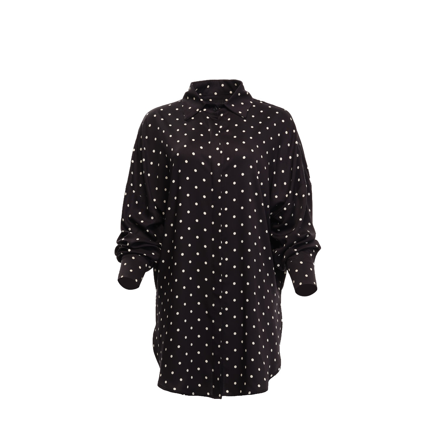 Clothes By Locker Room Women's Black & White Polka-dot Button-down Shirt One Size In Black