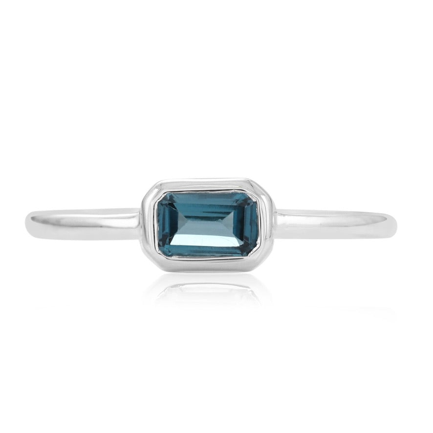 Women’s London Blue Topaz Octagon Ring - Silver | Karrah Jewellery