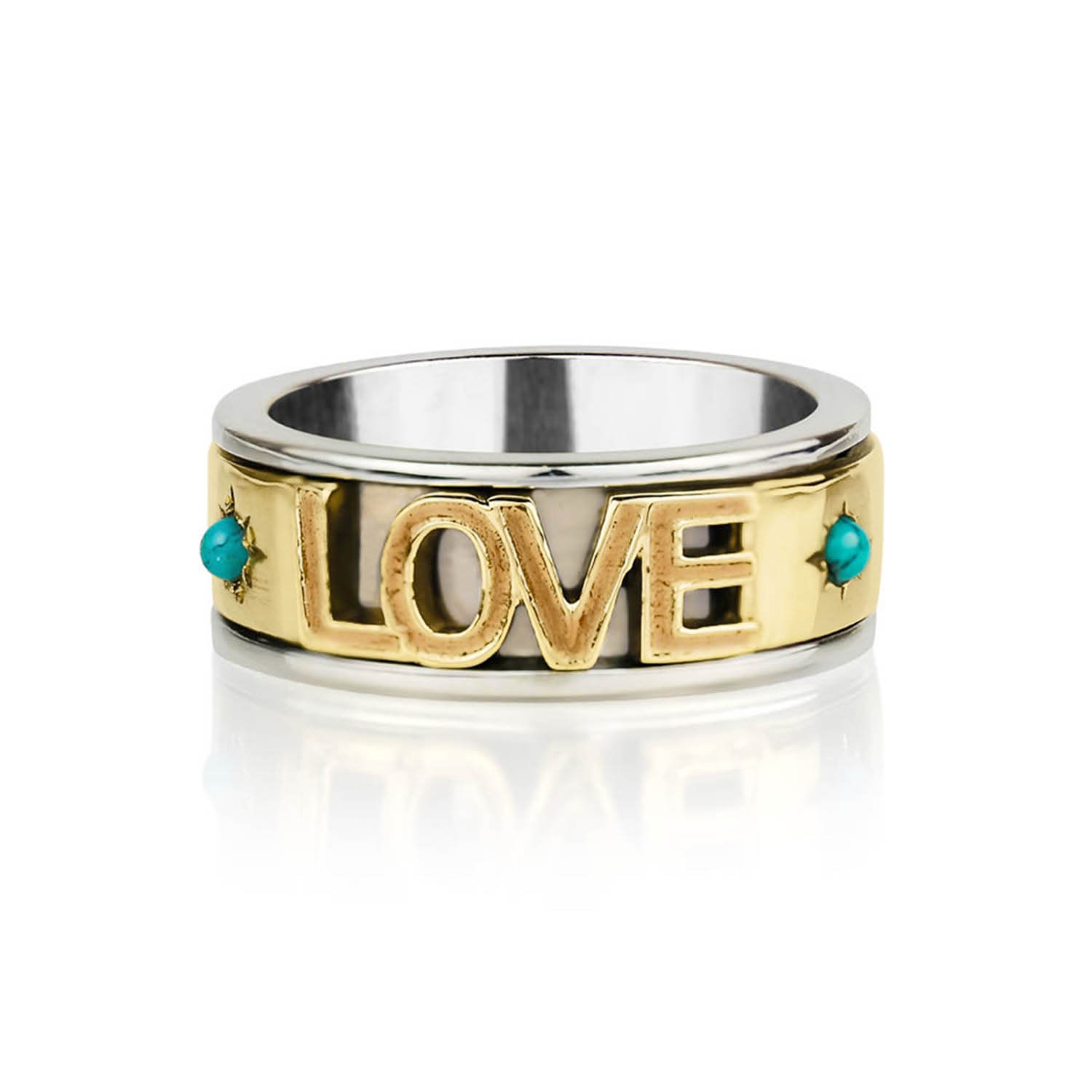 Charlotte's Web Jewellery Women's Green Love Rocks Silver Spinning Ring - Turquoise In Green