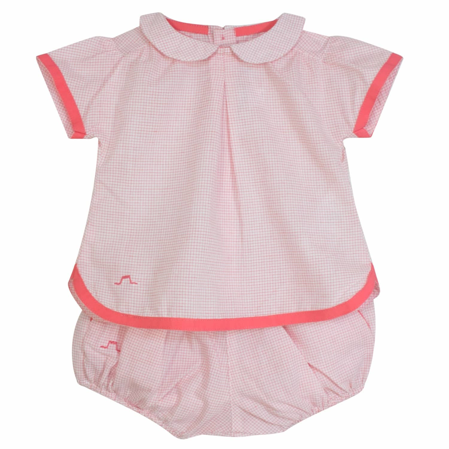 French Designer Baby Girl Checked Two Piece Coral Image