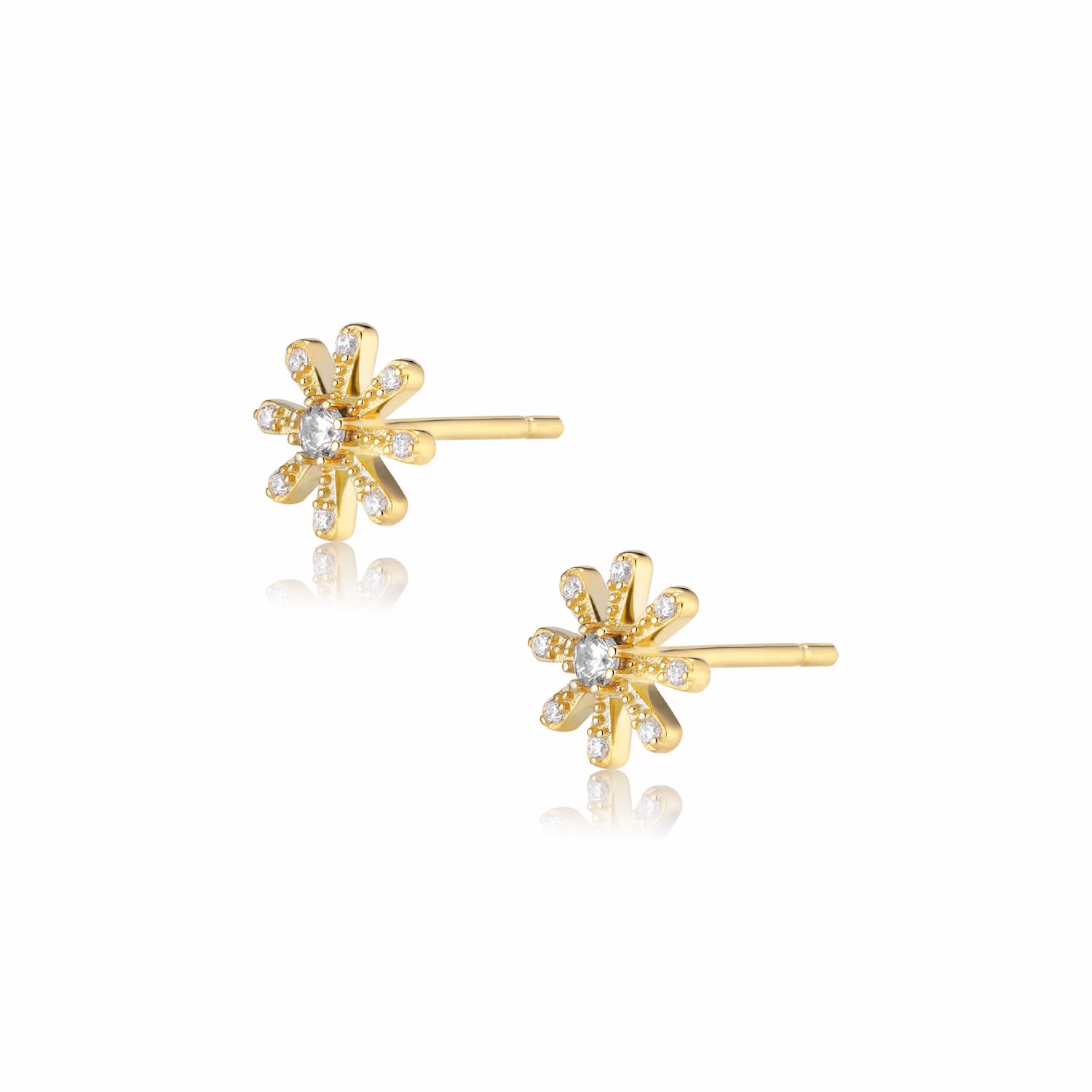 Women’s Gold Embrace - Charity - Flower Earstuds With Zircon | Alura Copenhagen Jewellery