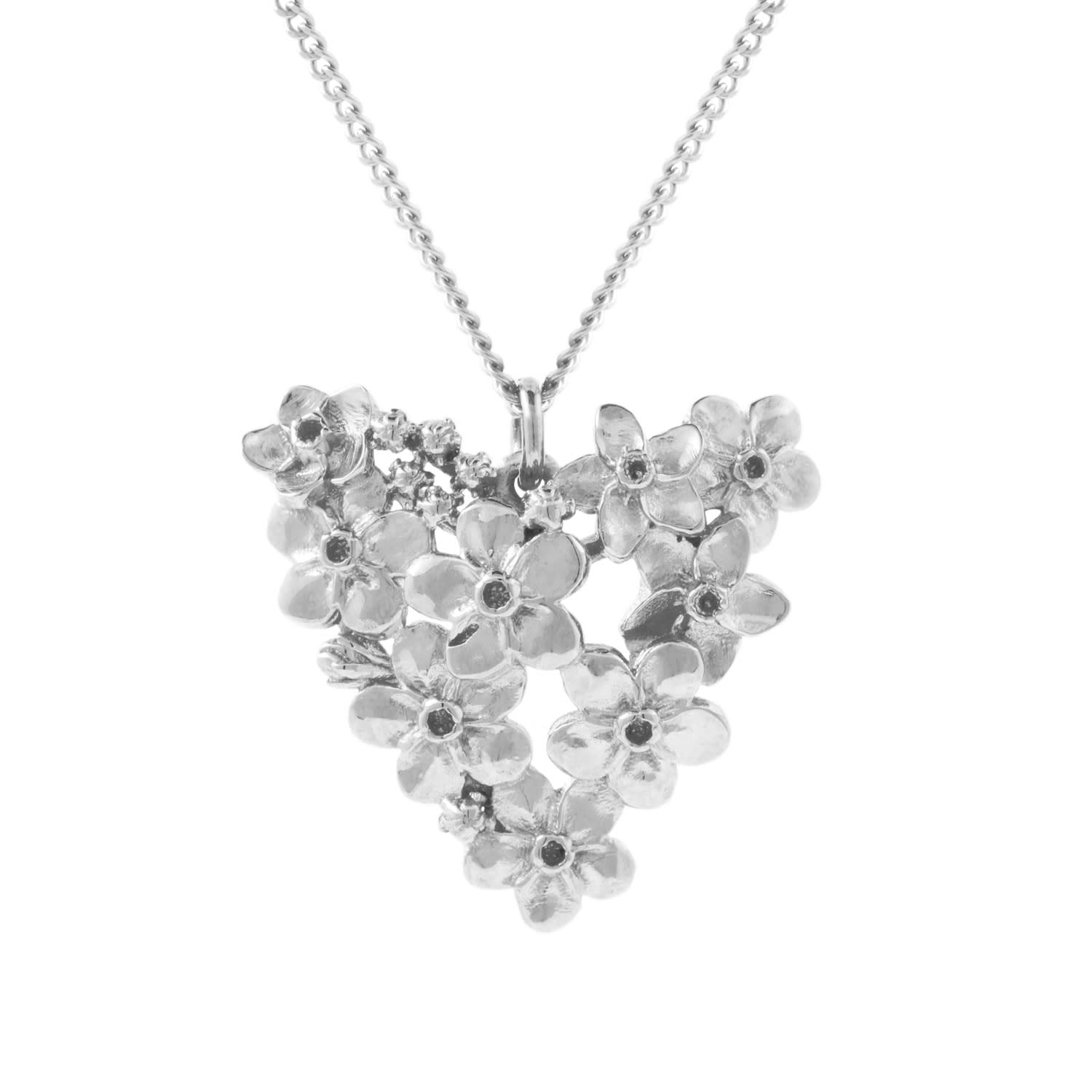 Lee Renee Women's Forget Me Not Heart Necklace – Silver