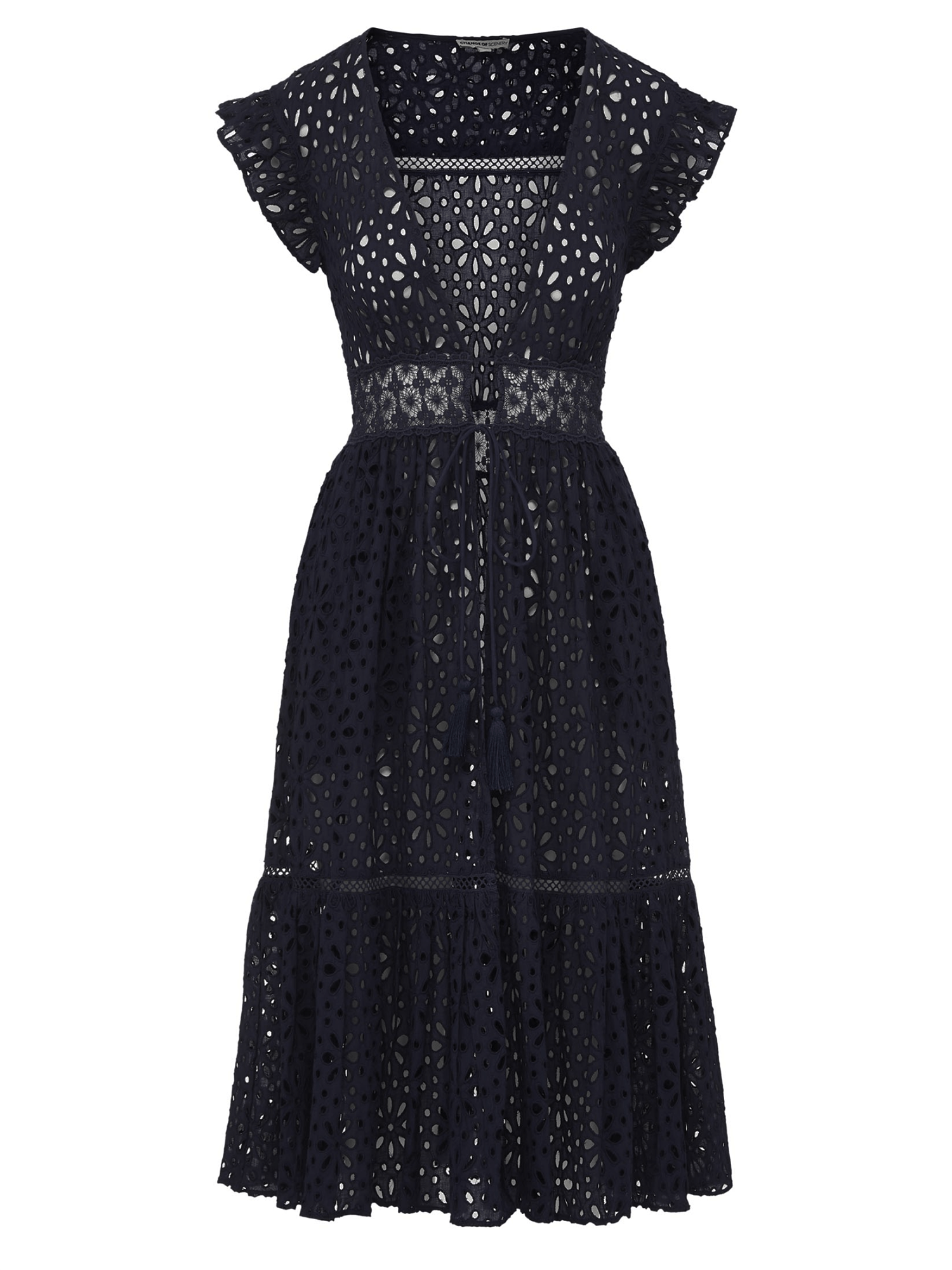 Change Of Scenery Women's Neutrals / Black Lauren Lace Coverup Dress In Seaside Eyelet Black In Black