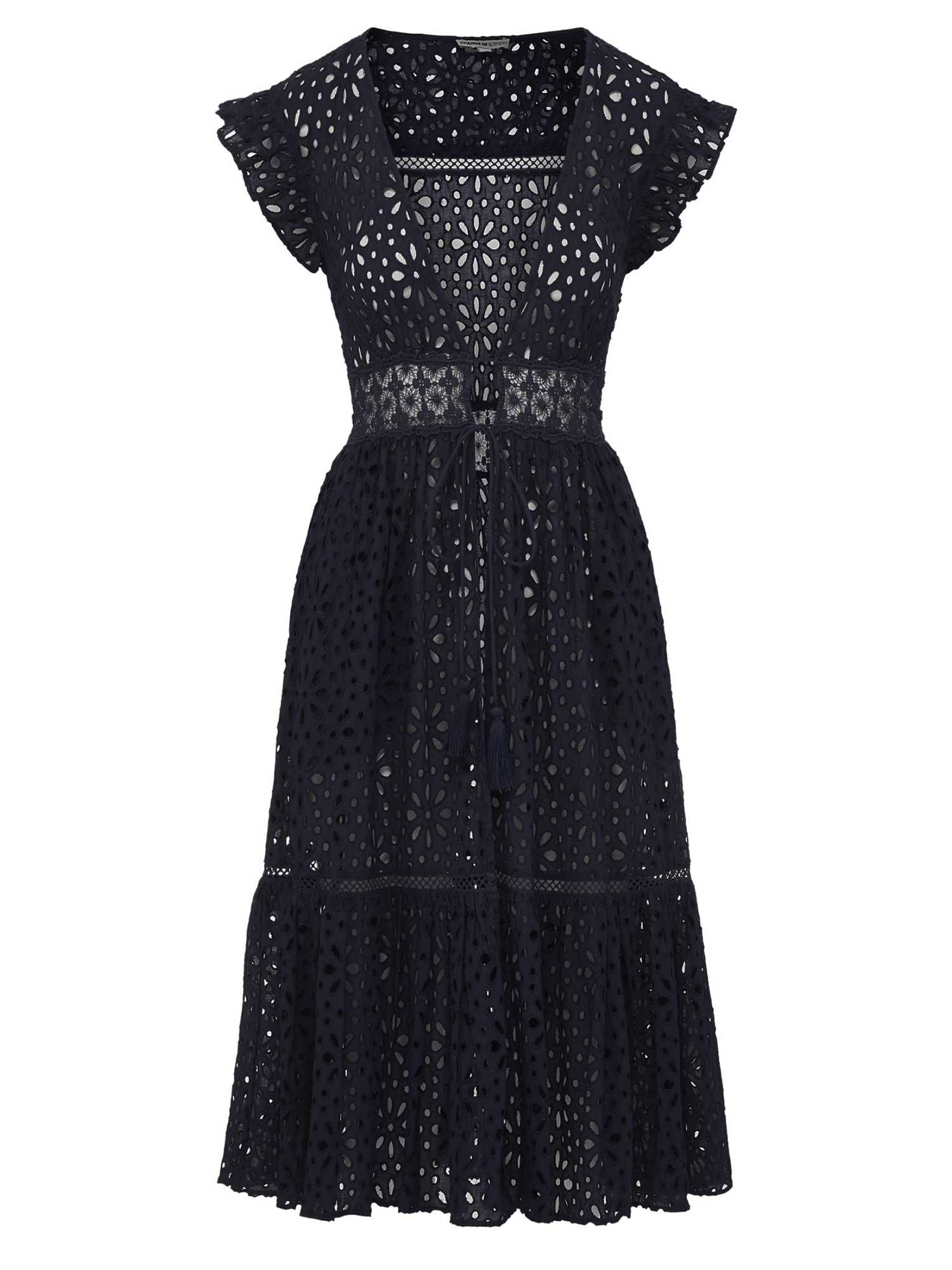 Change Of Scenery Women's Neutrals / Black Lauren Lace Coverup Dress In Seaside Eyelet Black