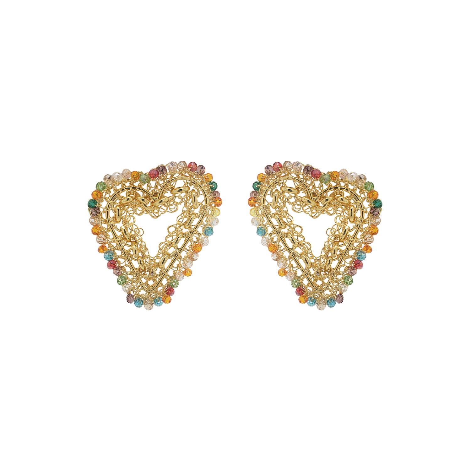 Women’s Multi & Gold Amour Flux Posts Handmade Crochet Earrings Lavish by Tricia Milaneze