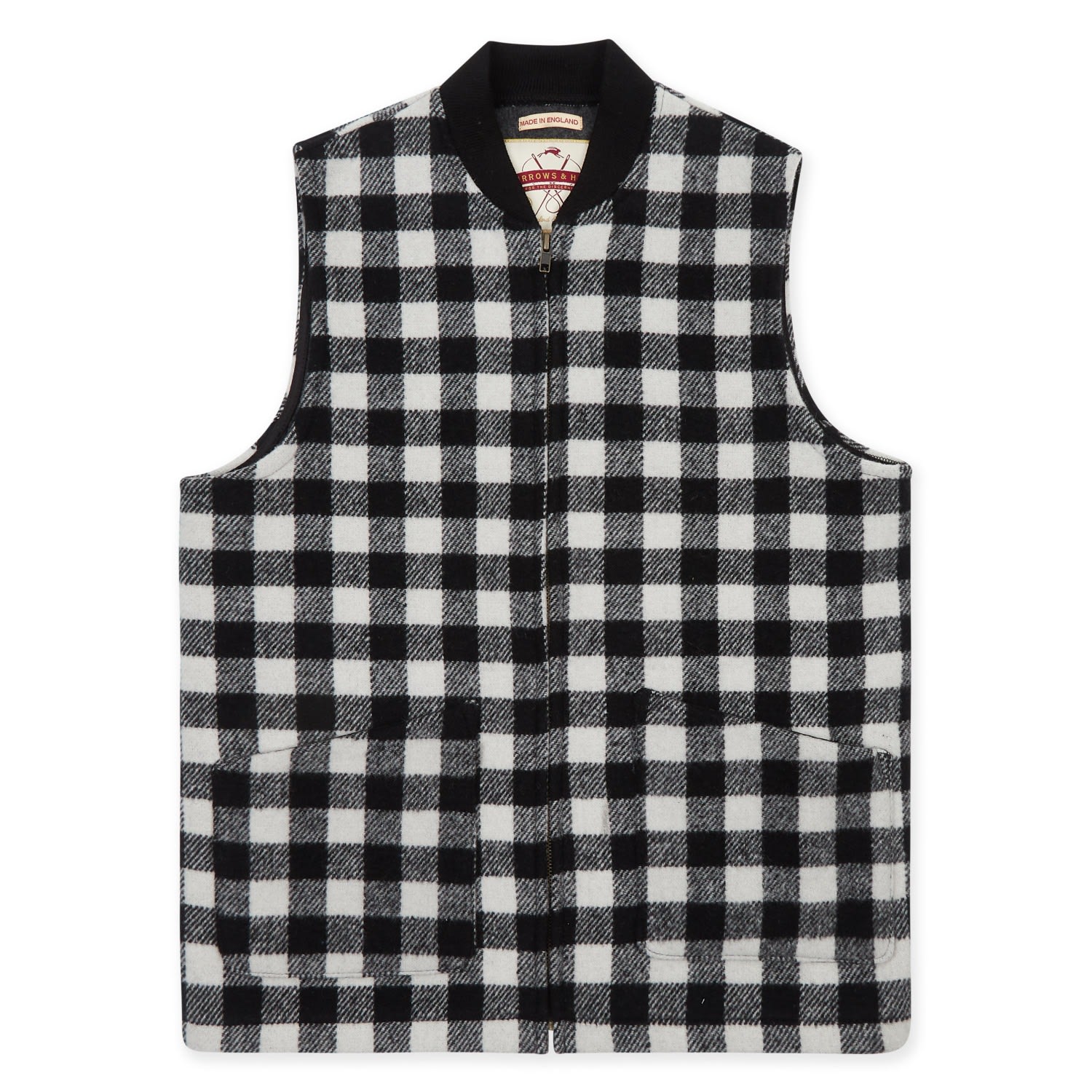 Burrows And Hare Men's Wool Gilet - Grey Check