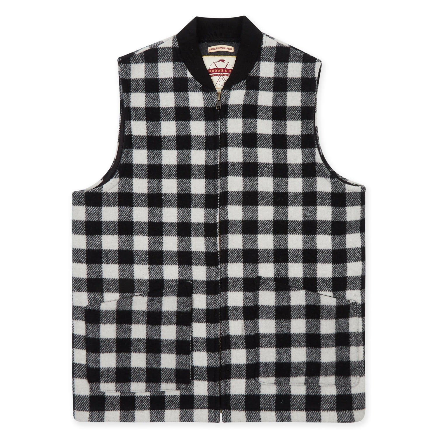 Men’s Wool Gilet - Grey Check Extra Large Burrows & Hare