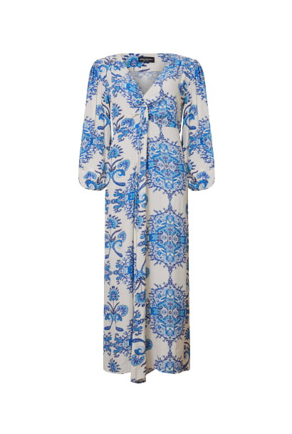 Women’s Printed Knot Midi Dess Blue Medium James Lakeland