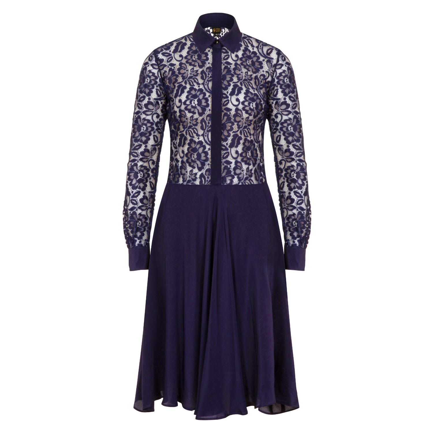 Women’s Navy Blue Silk Midi Lace Dress Small Sophie Cameron Davies