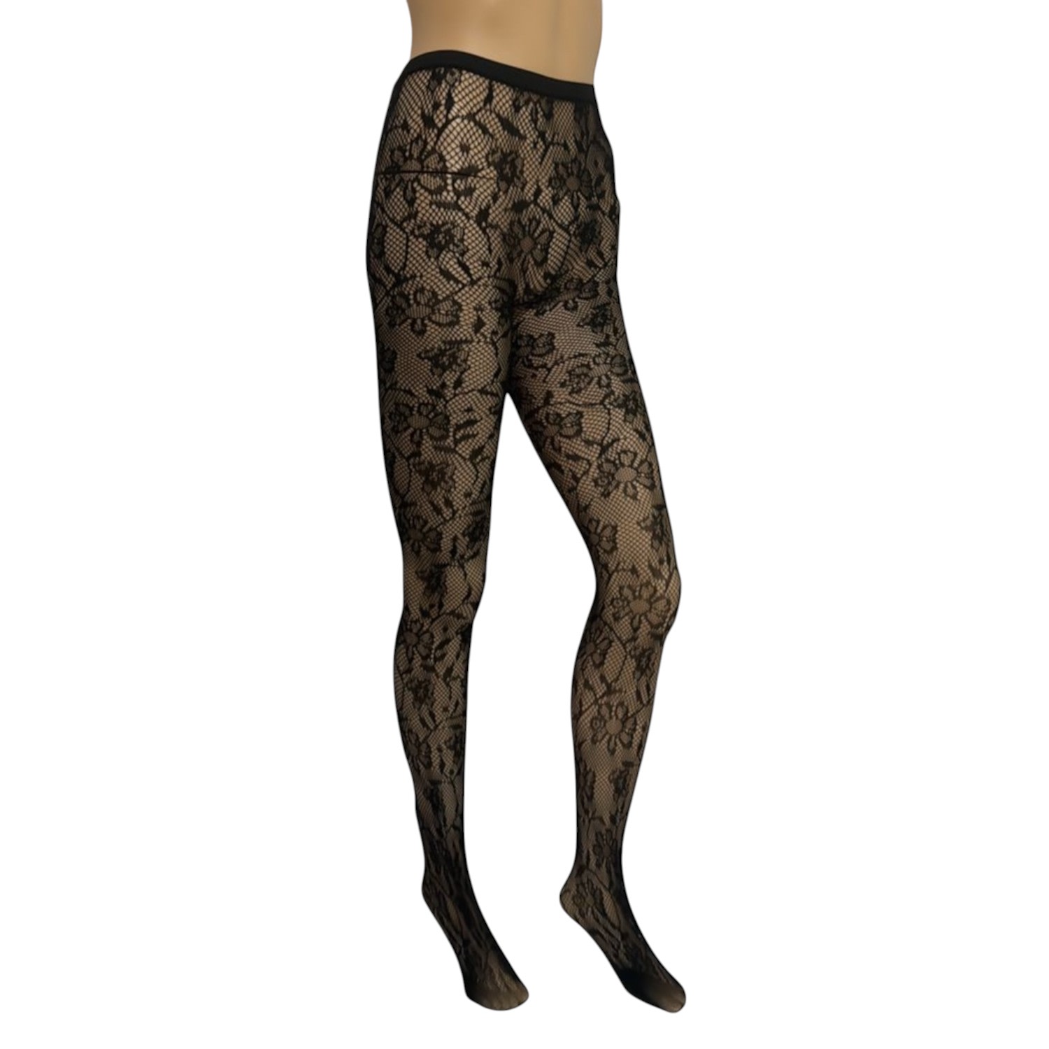 High Heel Jungle By Kathryn Eisman Women's Venise Lace Fishnet Tights Black