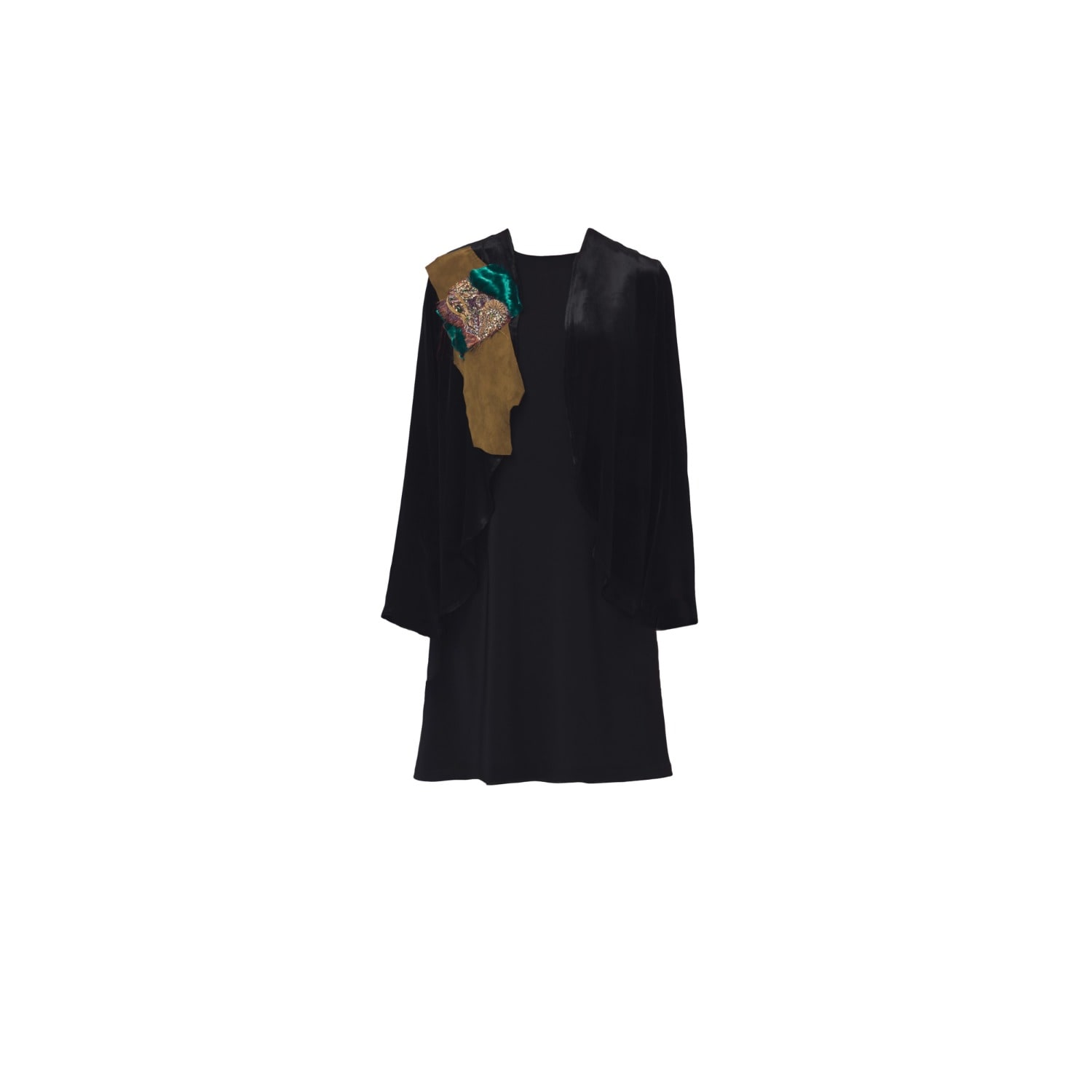 Saniya Khan Women's Black Silk Panne Velvet Jacket With Applique In Black
