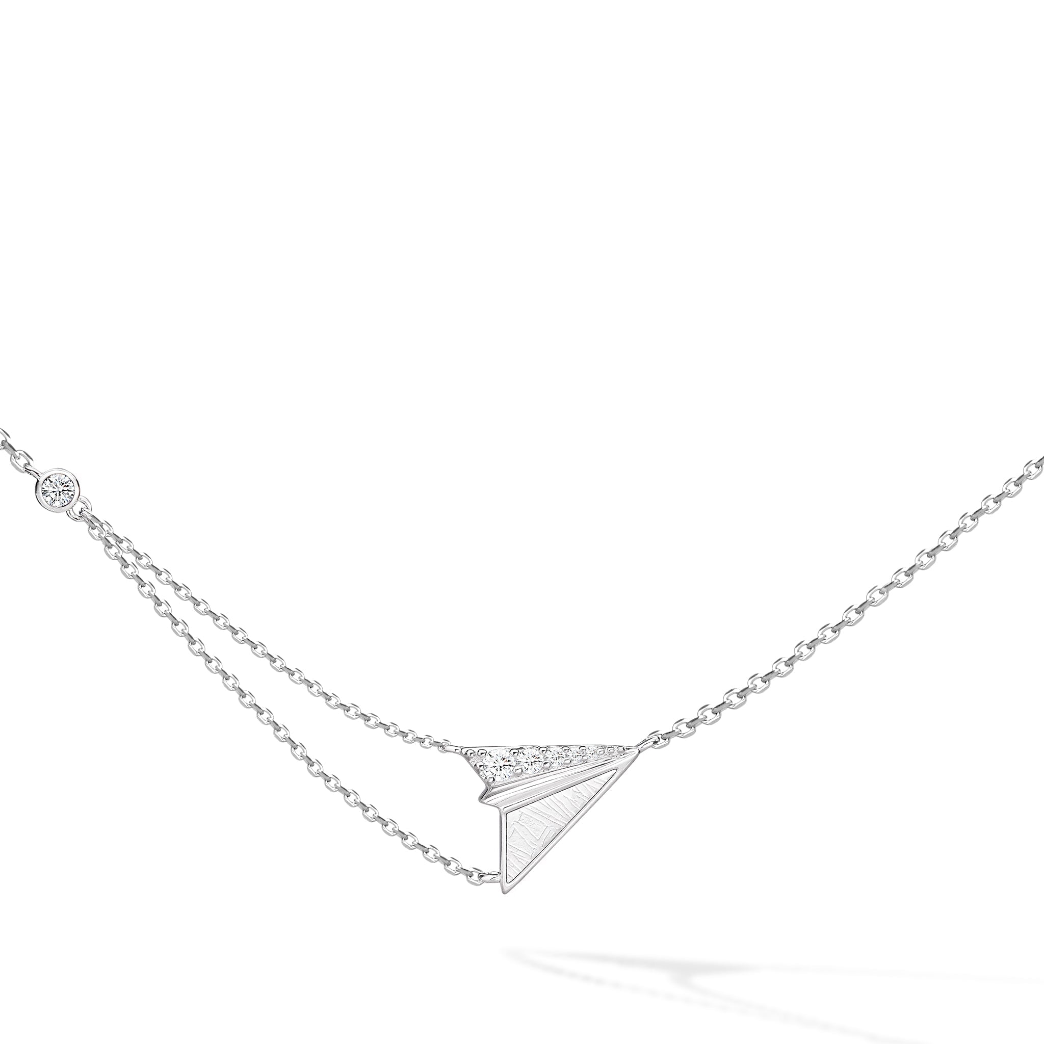 Women’s Paper Airplane Meteorite Silver Necklace Awnl