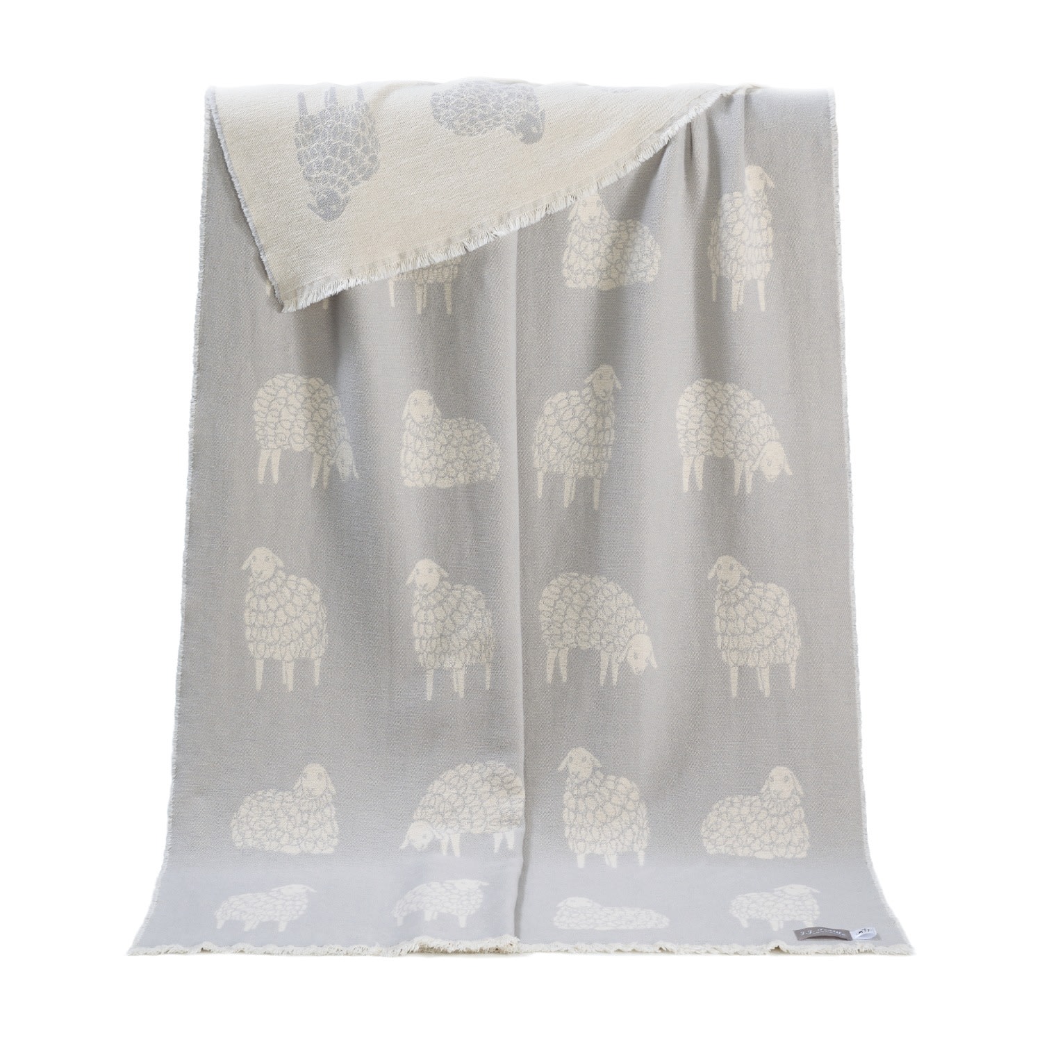 J.j.textile Neutrals Light Grey Sheep Mima Pure Cotton Throw