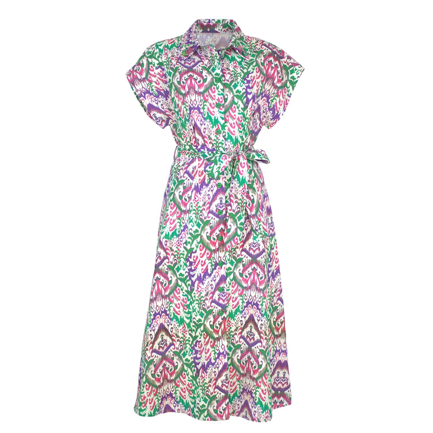 Lalipop Design Women's Multi-color Pattern Print Cotton Shirt Dress