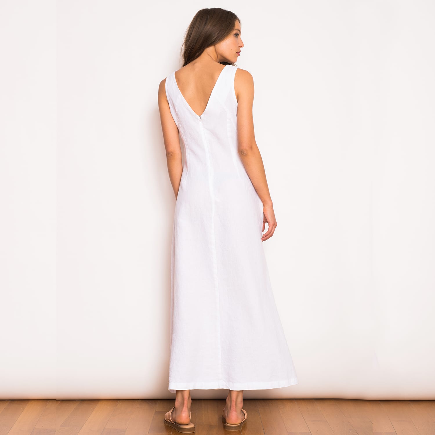 knee length dresses for ladies Renee V-Neck Linen Maxi Dress main image 1