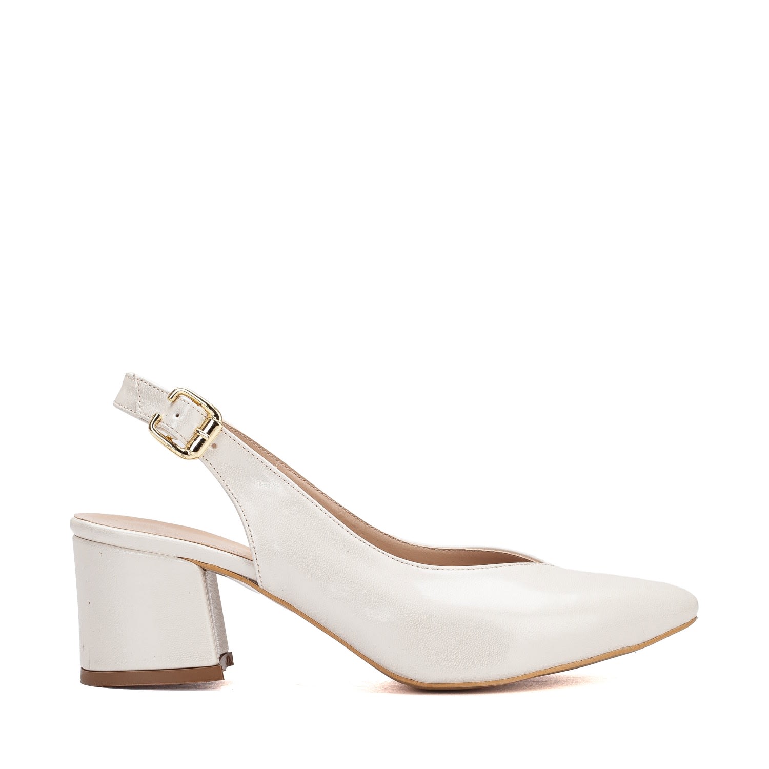 Forever & Always Shoes Women's White Emma - Ivory High Heel Slingback Shoes In White
