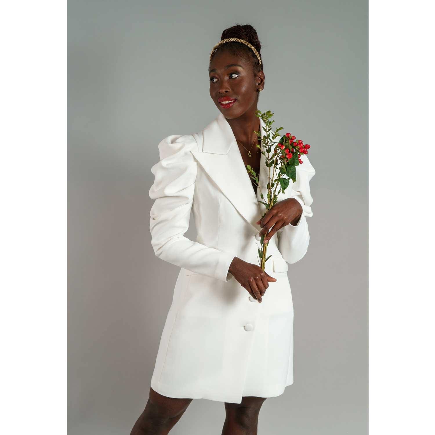 white blazer dress Amberly Black / XS The ASOS DESIGN bridal structured blazer mini dress in ivory is a stunning addition to any special occasion wardrobe Let's Meet Up Blazer Dress,