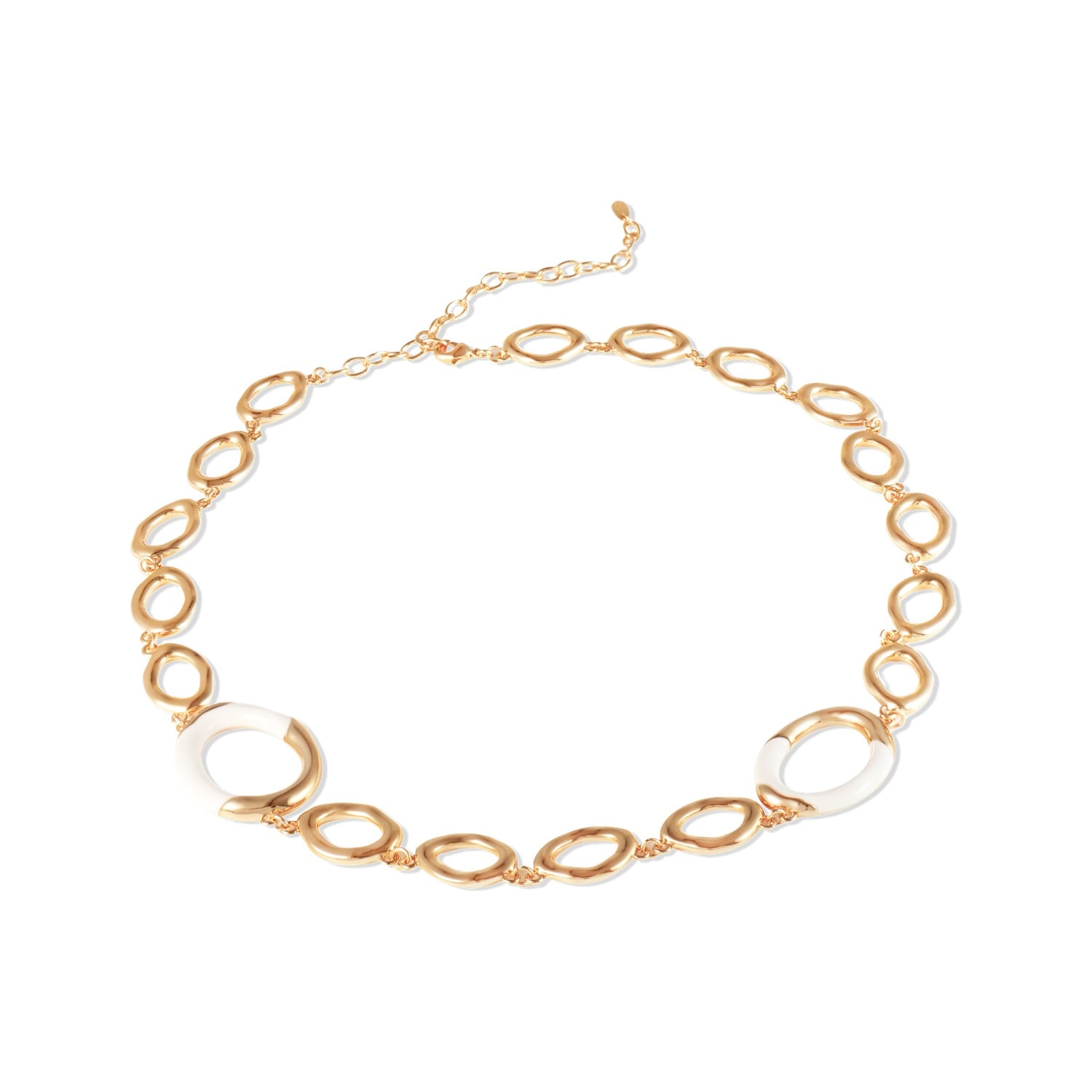 Retro Chic Women's White / Gold Time Ripples Round Necklace