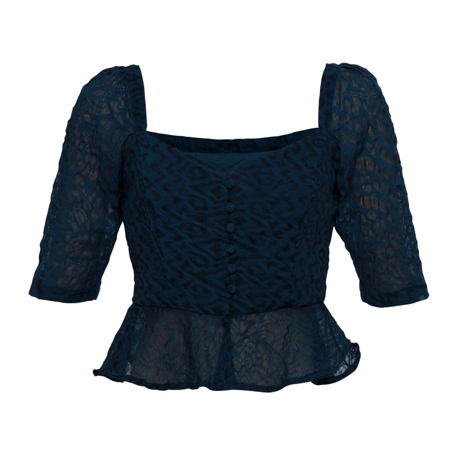 State Of Georgia Women's The Swing Button Up Top In Navy Blue In Blue
