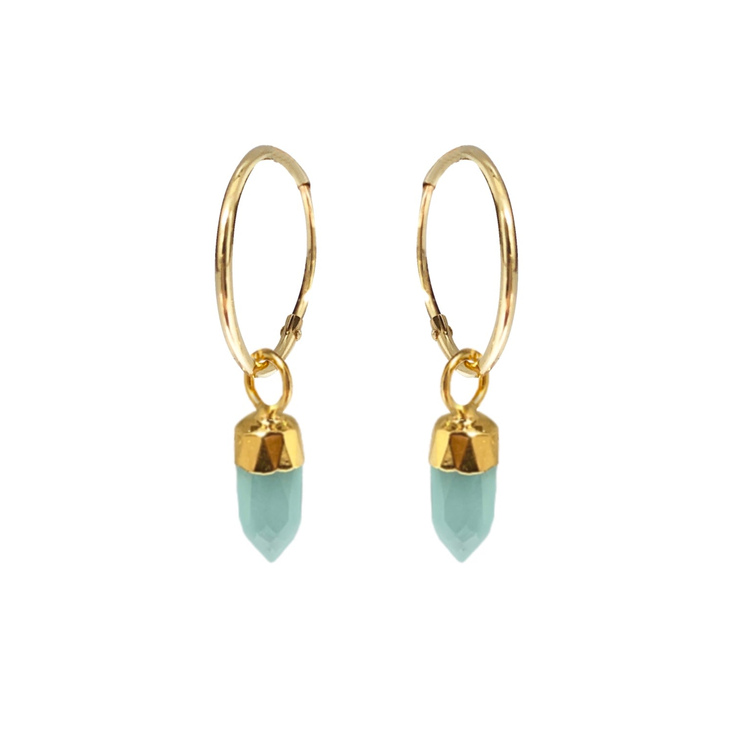 Mirabelle Jewellery Women's Green Cora Creole With Mini Point Aqua Chalcedony In Gold