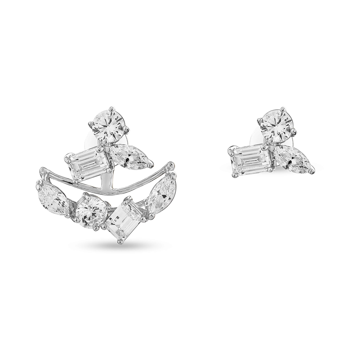 Sally Skoufis Women's Silver / White Emergence Ear Jacket With Man Made Cz Diamond Stimulant In Sterling Silver