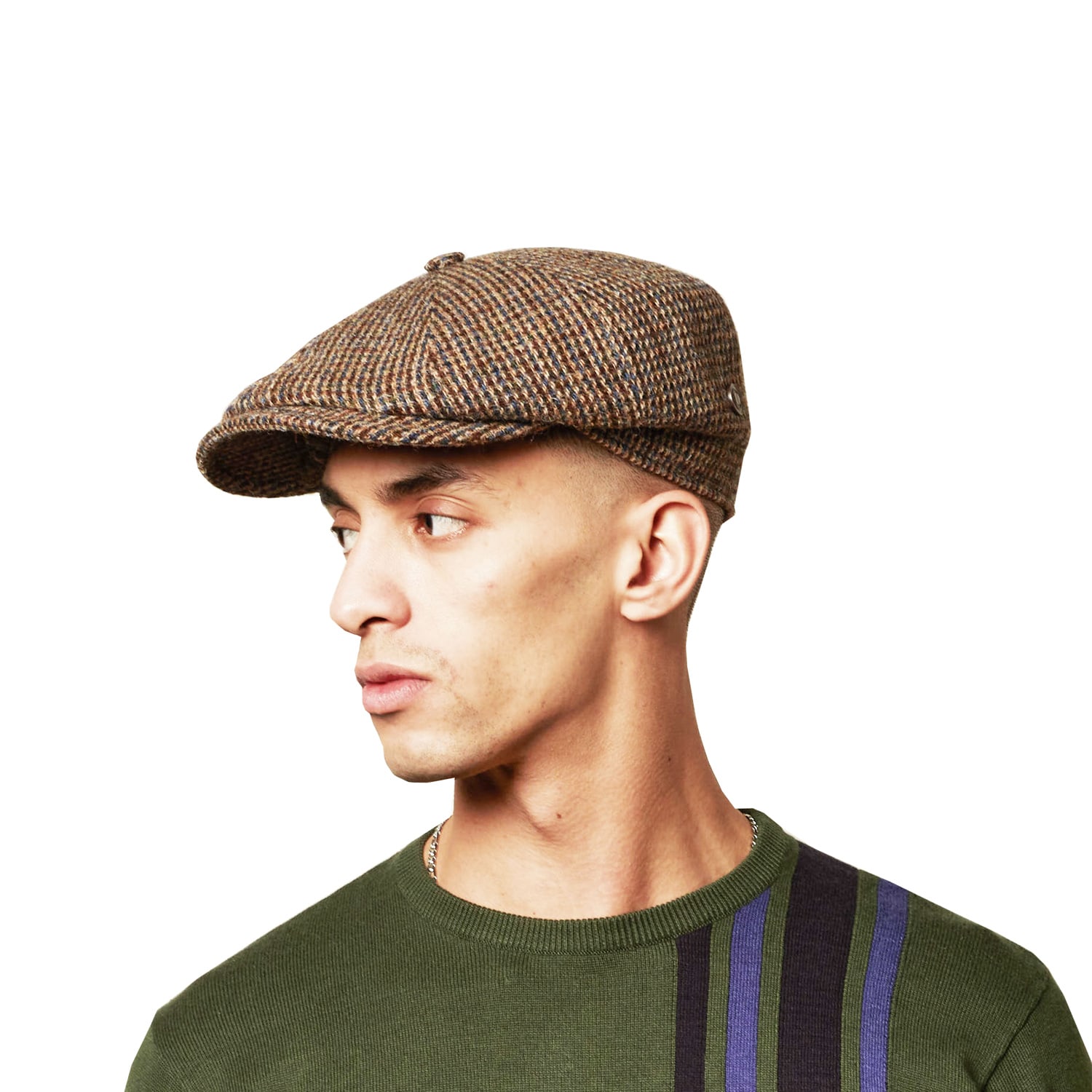 Men’s Harrison Heather Brown Harris Tweed Newsboy Cap 56Cm Dasmarca Hats