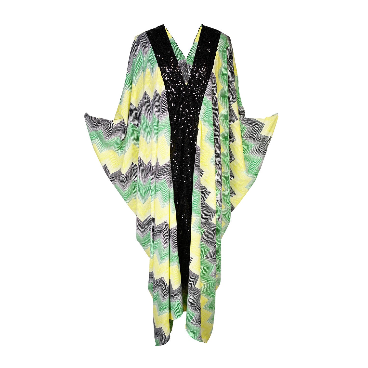 Women’s Green / Black Fortuna Deluxe Caftan Kaftan Dress One Size Jennafer Grace