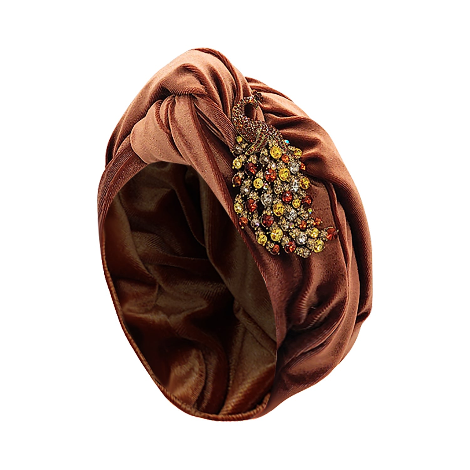 Women’s Brown Classic Madam Coco Peacock Turban One Size Julia Clancey