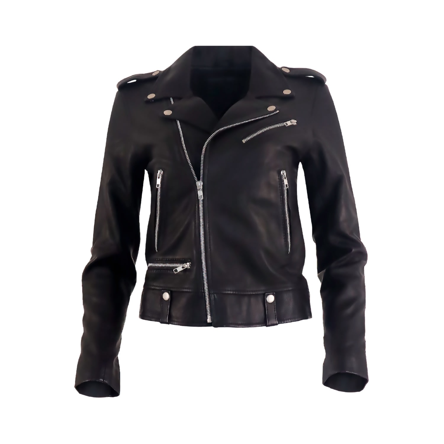 Women's Biker Leather Jacket Black | Extra Small | Morrato Bali